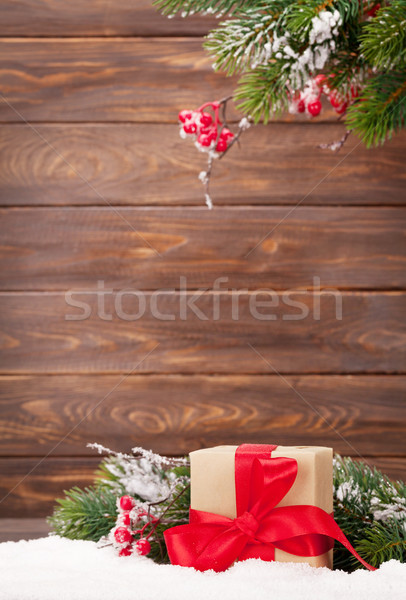 Noël carte de vœux noël arbre coffret cadeau bois [[stock_photo]] © karandaev