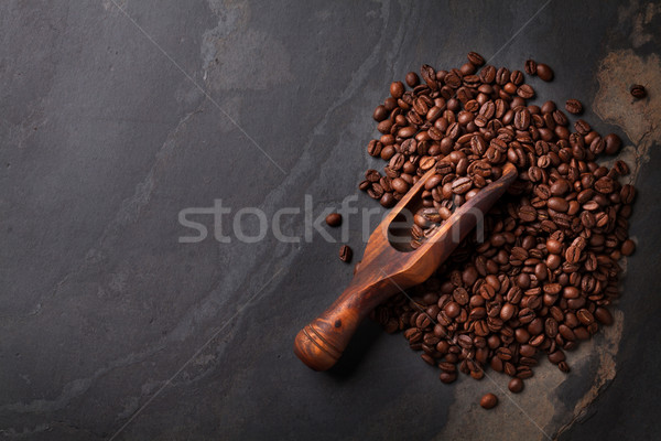 Stockfoto: Koffiebonen · steen · tabel · top · exemplaar · ruimte