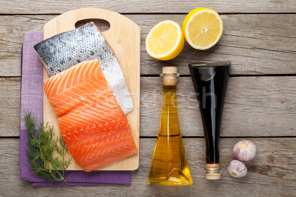 Salmon, spices and condiments Stock photo © karandaev