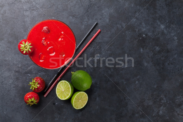 Strawberry margarita cocktail Stock photo © karandaev
