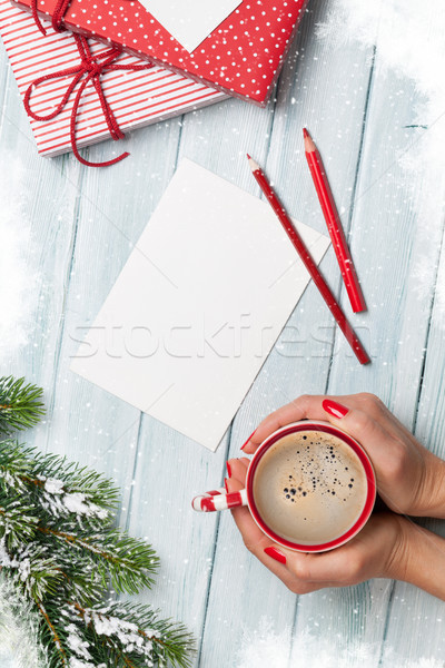 Christmas kartkę z życzeniami kobiet ręce Zdjęcia stock © karandaev