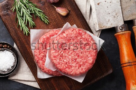Tasty grilled home made burger cooking Stock photo © karandaev