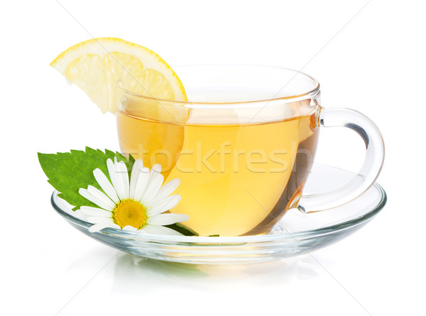 Foto stock: Taza · té · menta · hojas · manzanilla