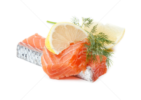 Two salmon pieces with lemon and dill Stock photo © karandaev