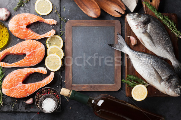 Raw salmon fish fillet and dorado Stock photo © karandaev