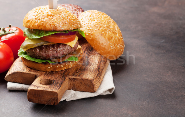 Foto d'archivio: Gustoso · alla · griglia · cottura · carne · pomodoro