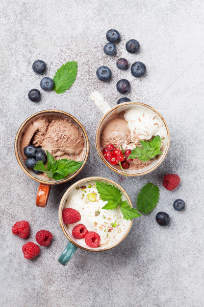 Ice cream with berries Stock photo © karandaev