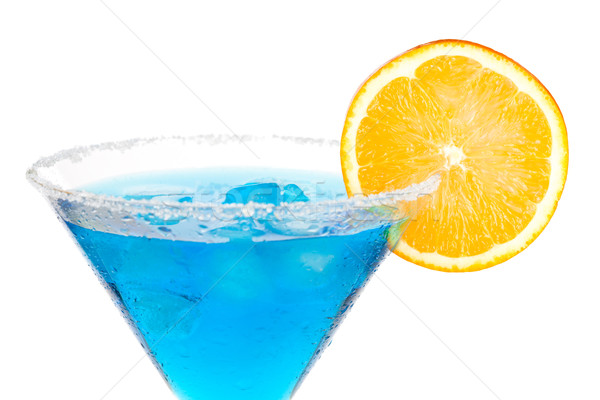 Koktél gyűjtemény kék martini narancsszelet izolált Stock fotó © karandaev