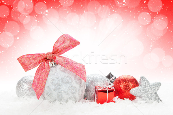 Christmas colorful decor over snow Stock photo © karandaev