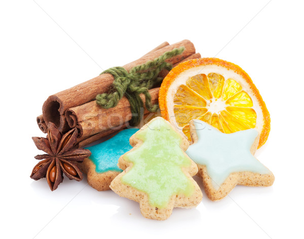Christmas gingerbread cookies and spices Stock photo © karandaev