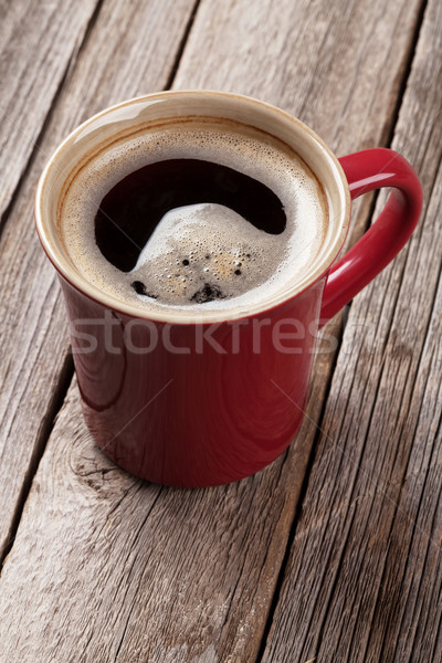 Kaffeetasse Holztisch Essen Kaffee rot schwarz Stock foto © karandaev