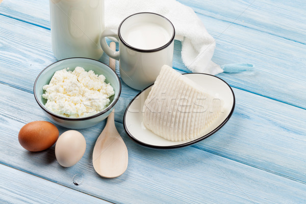 Crema agria leche queso huevos yogurt Foto stock © karandaev