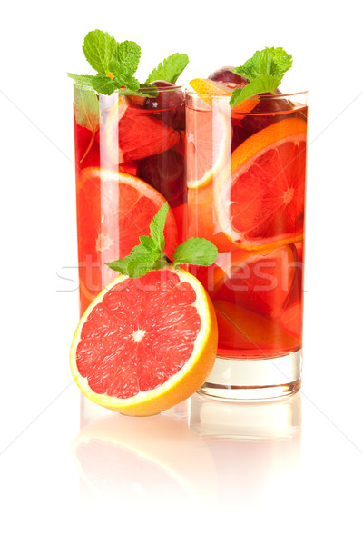 Cocktail collection: Refreshing fruit sangria (punch) Stock photo © karandaev