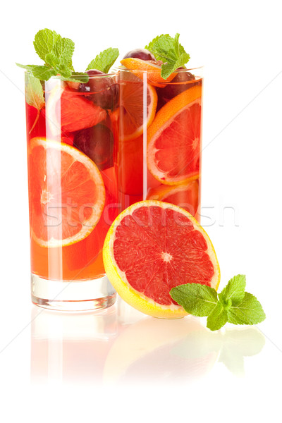 Stock photo: Cocktail collection: Refreshing fruit sangria (punch)