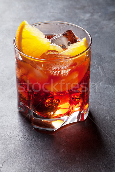 Cocktail donkere steen tabel voedsel partij Stockfoto © karandaev