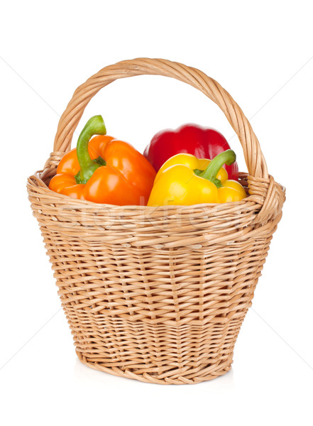 Fresh ripe bell peppers in basket Stock photo © karandaev