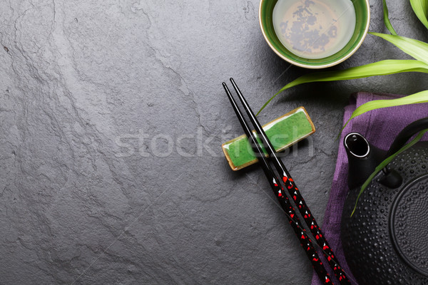 Zdjęcia stock: Asian · herbaty · puchar · czajniczek · kamień · tabeli