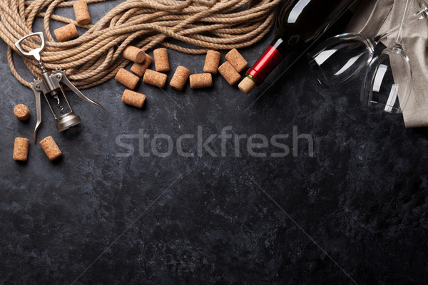Wine, corks and corkscrew Stock photo © karandaev