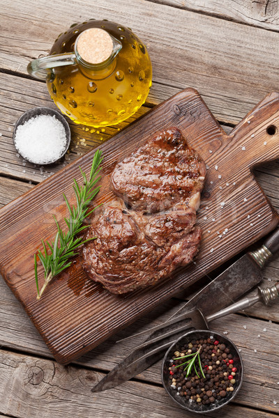 Stock photo: Grilled beef steak with spices