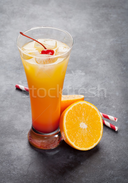 Stockfoto: Tequila · zonsopgang · cocktail · donkere · steen · tabel