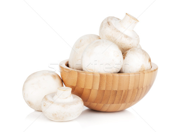 Puchar pieczarka grzyby odizolowany biały drewna Zdjęcia stock © karandaev