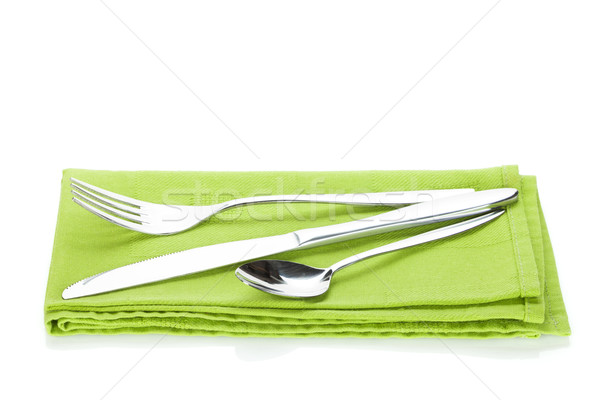 Silverware or flatware set of fork, spoon and knife over kitchen Stock photo © karandaev