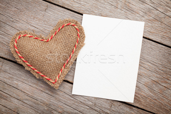 Photo frame or greeting card and valentines day toy heart Stock photo © karandaev