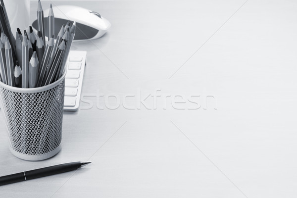 Office desk table with supplies Stock photo © karandaev