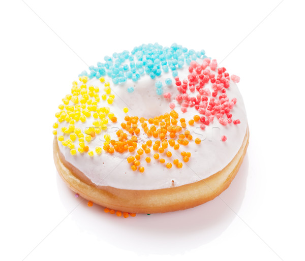 [[stock_photo]]: Sweet · donut · coloré · isolé · blanche