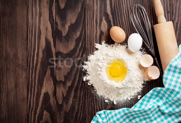 Foto d'archivio: Tavolo · da · cucina · ingredienti · top · view · copia · spazio