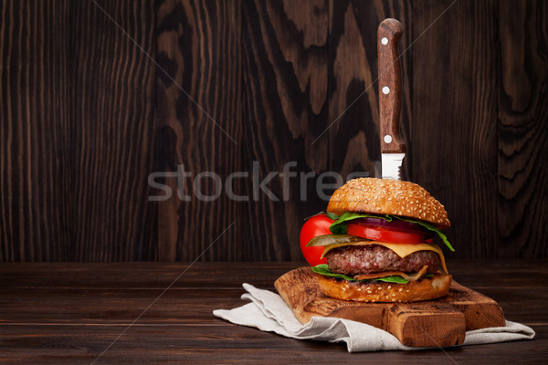 Tasty grilled home made burger Stock photo © karandaev