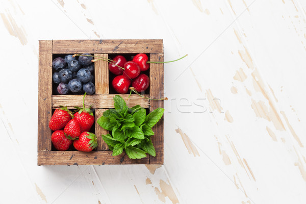 Fresh summer berries box Stock photo © karandaev