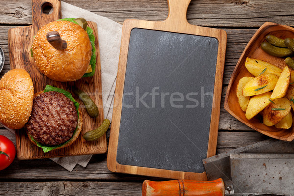 Tasty grilled home made burgers Stock photo © karandaev