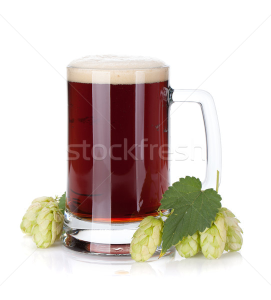 Oscuro cerveza taza salto rama aislado Foto stock © karandaev