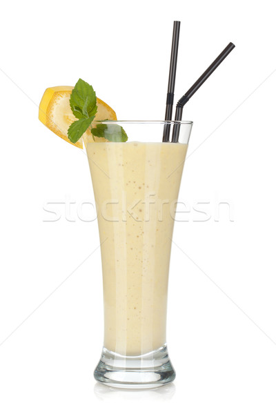 Stockfoto: Banaan · melk · smoothie · mint · drinken · geïsoleerd