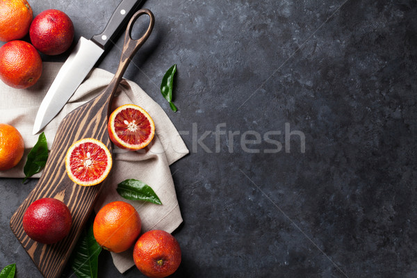 Foto stock: Fresco · vermelho · laranja · frutas · pedra · tabela