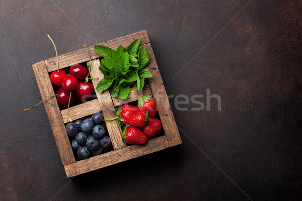 Fresh summer berries box Stock photo © karandaev
