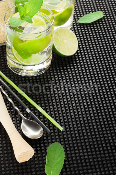 Mojito koktajl składniki czarny gumy górę Zdjęcia stock © karandaev