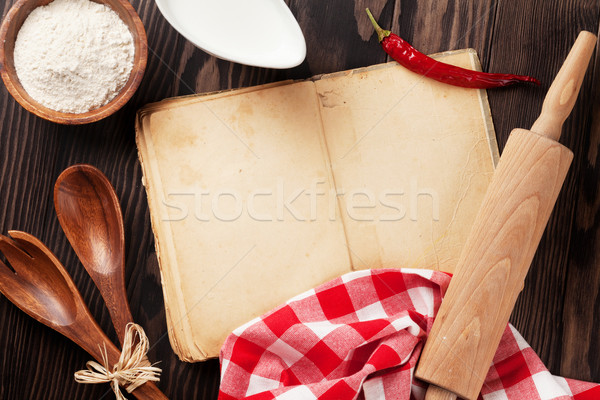 Zdjęcia stock: Vintage · przepis · książki · przybory · składniki · gotowania