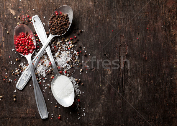 Pepper and salt spices Stock photo © karandaev