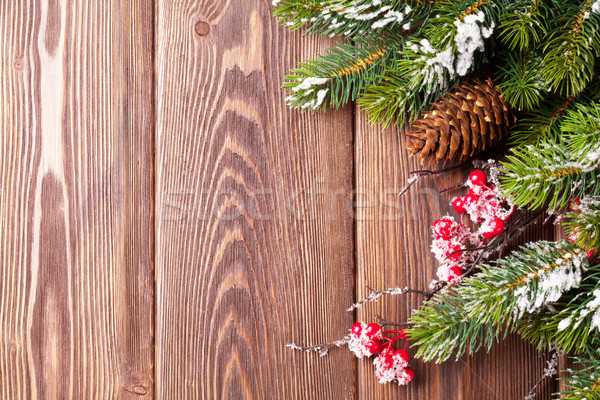 Weihnachten Holz Schnee Ansicht Kopie Raum Stock foto © karandaev