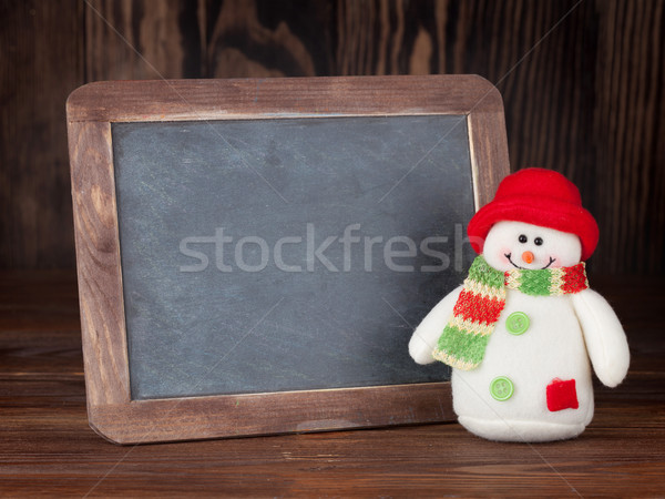 ストックフォト: クリスマス · 黒板 · 雪だるま · 表示 · コピースペース · デザイン