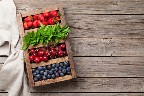 Fresh summer berries box Stock photo © karandaev