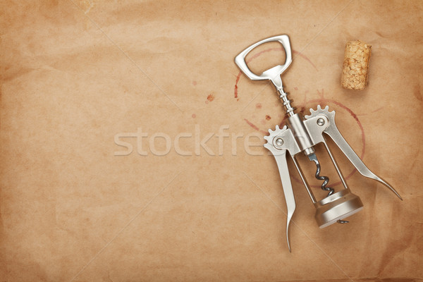 [[stock_photo]]: Cork · tire-bouchon · vin · rouge · papier · brun · espace · de · copie