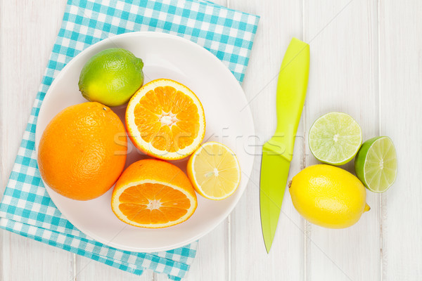 Stock photo: Citrus fruits. Oranges, limes and lemons