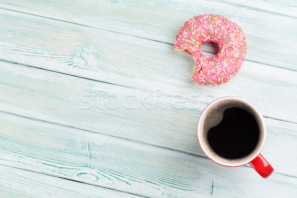 Coffee cup and donut Stock photo © karandaev