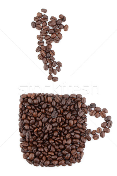 Foto d'archivio: Tazza · di · caffè · fagioli · isolato · bianco · alimentare · caffè