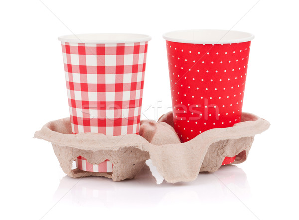 Two paper cups with takeaway drinks Stock photo © karandaev