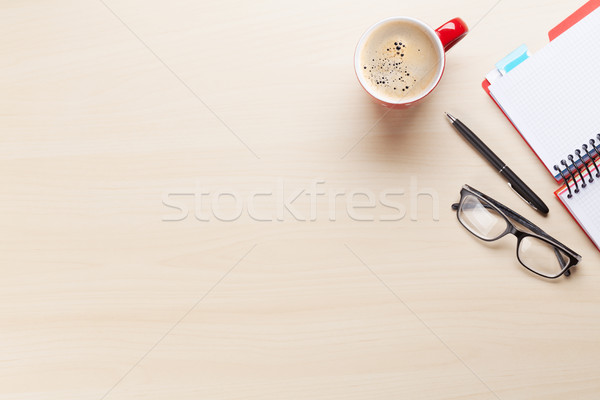 Сток-фото: кофе · блокнот · очки · месте · чашку · кофе
