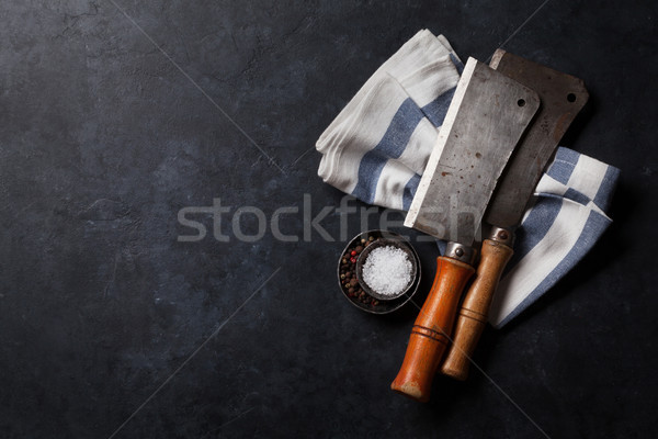Stock photo: Butcher. Vintage meat knives